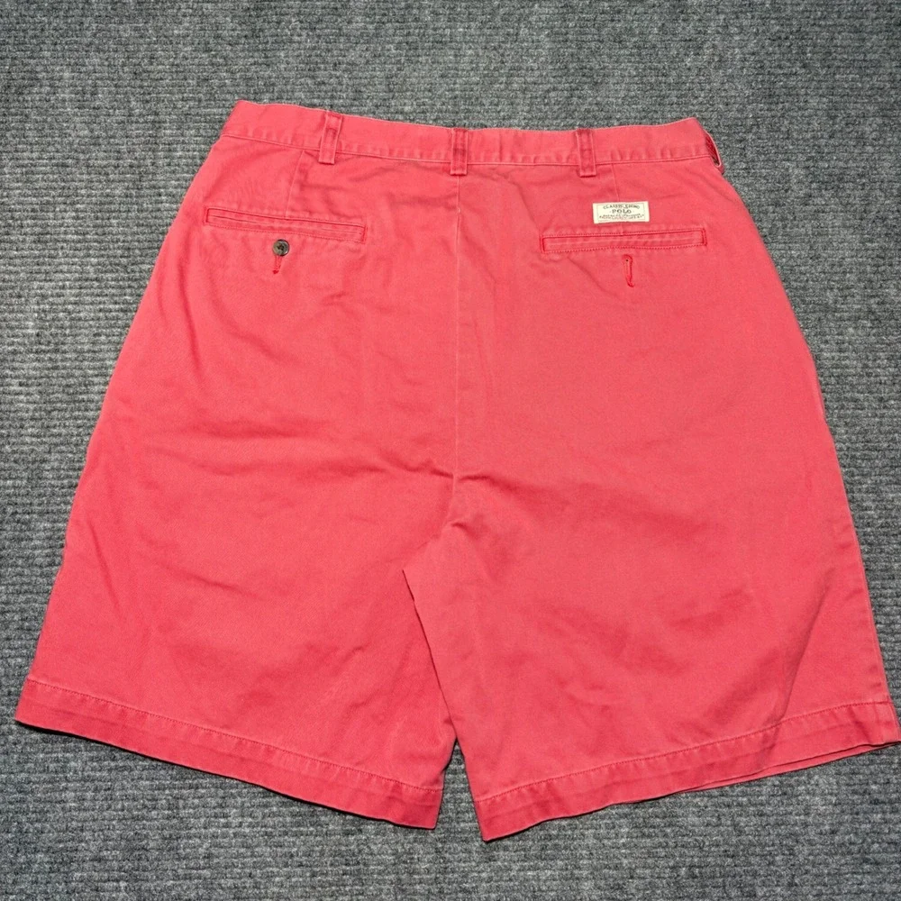 Polo Ralph Lauren‎ Tyler Short Mens 34 Pink Coral Pleated Classic Chino Cotton